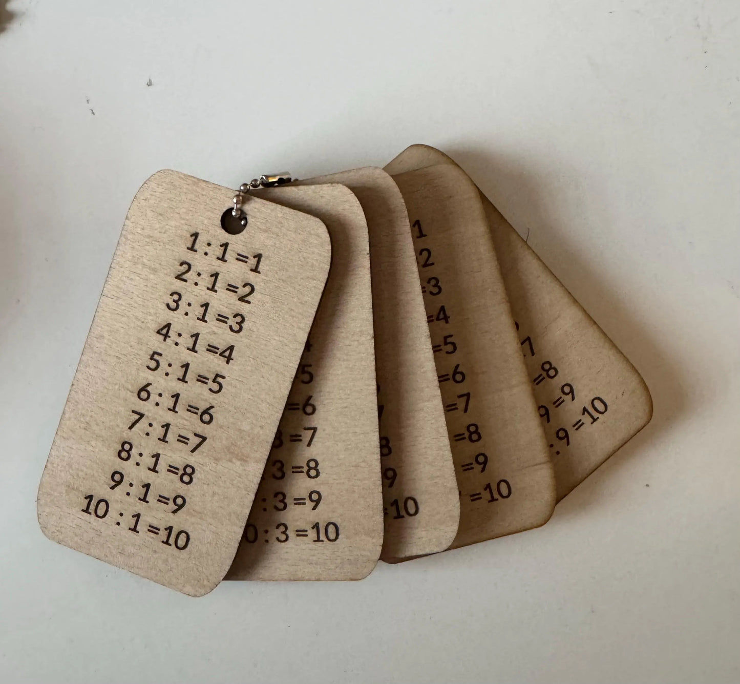 Rechentafeln aus Buchenholz 1x1, Addieren, Subtrahieren, Dividieren
