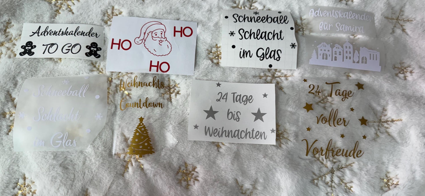 Aufkleber Adventskalender Glas