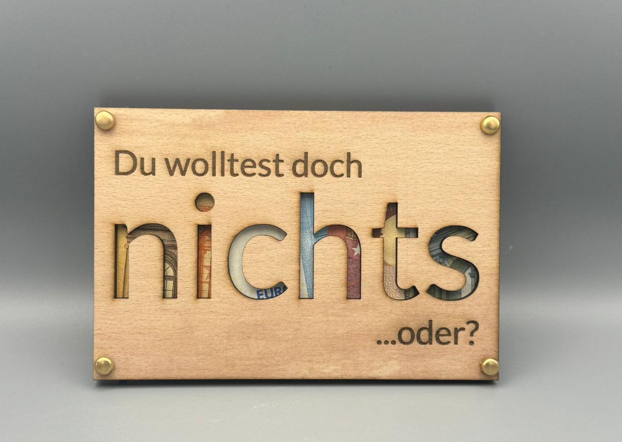 Geschenkkarten aus Holz, Geldgeschenk