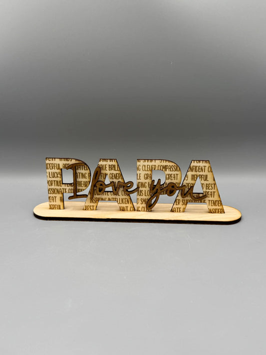 Aufsteller PAPA aus Holz/Vatertagsgeschenk