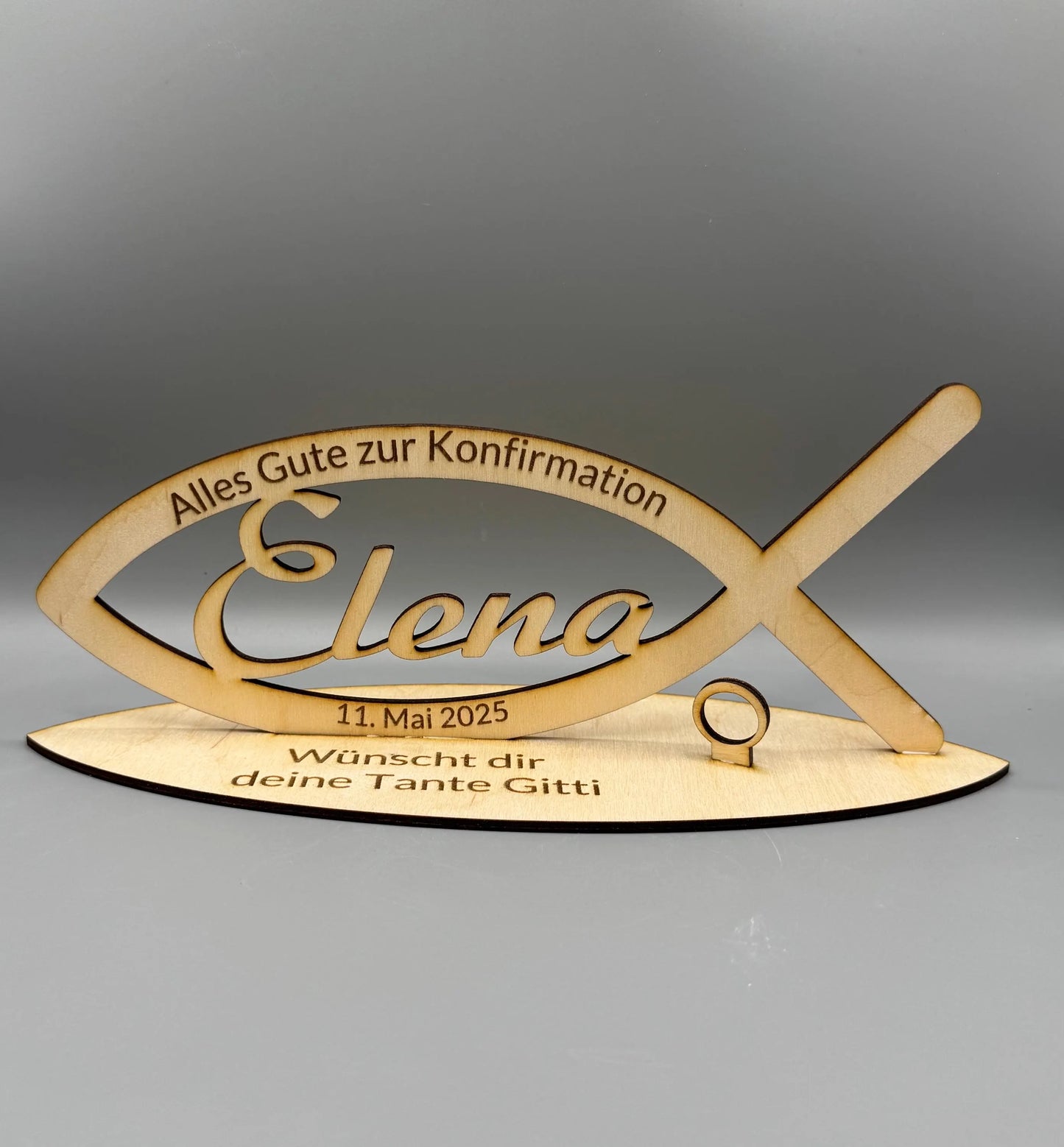 Fisch aus Holz Geschenk Taufe/Kommunion/Firmung/Konfirmation