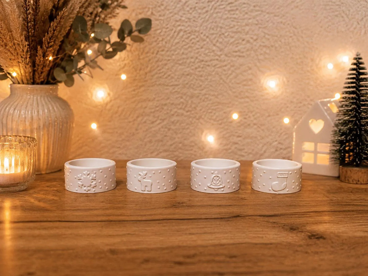 Teelichthalter aus Keraflott | Weihnachtsdeko | Winterliche Deko mit Weihnachtsmotiv | Adventsdeko | Geschenkidee