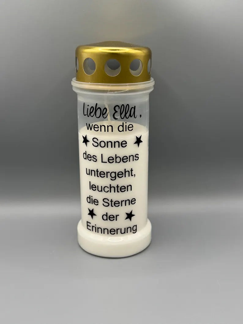 Grabkerze mit Wunschtext
