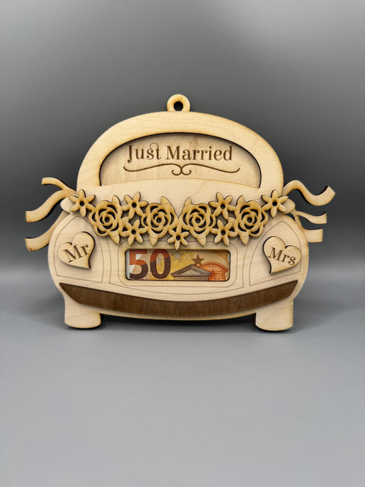 Just Married/Hochzeit/Geldgeschenk/Holz