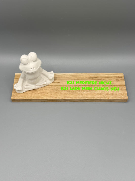Meditierender Frosch mit Spruch/personalisiert