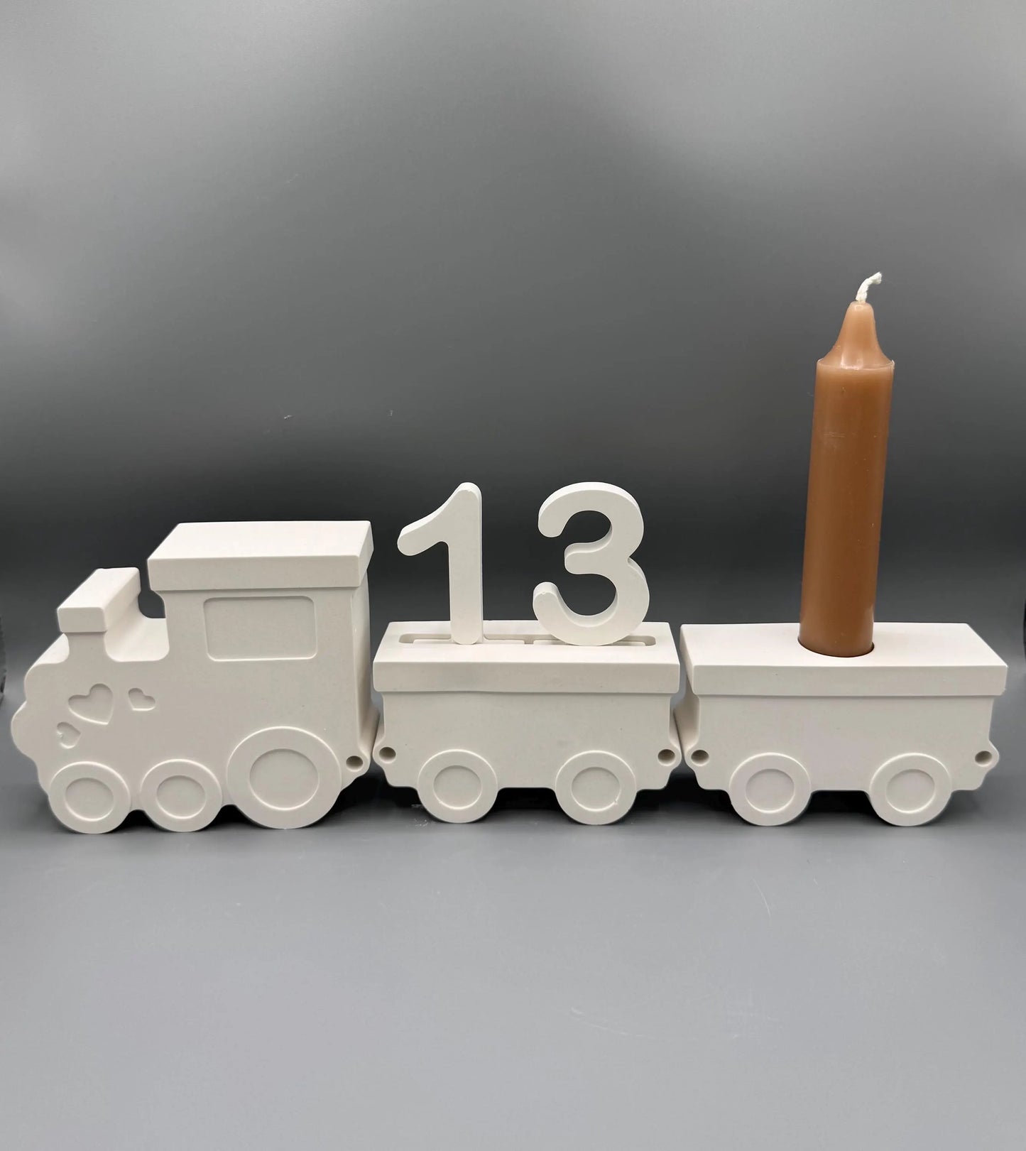 Geburtstagszug inkl. Zahlen 0-9 aus Keraflott/Eisenbahn/Geburtstag/Kerzenhalter
