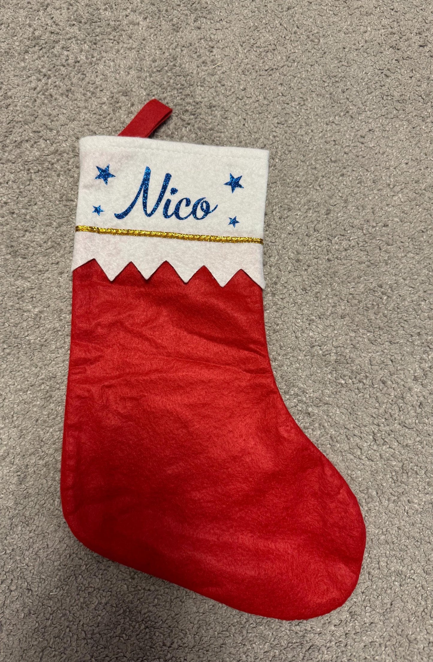 Nikolausstrumpf, rot,personalisiert, Weihnachten  Weihnachtsstiefel