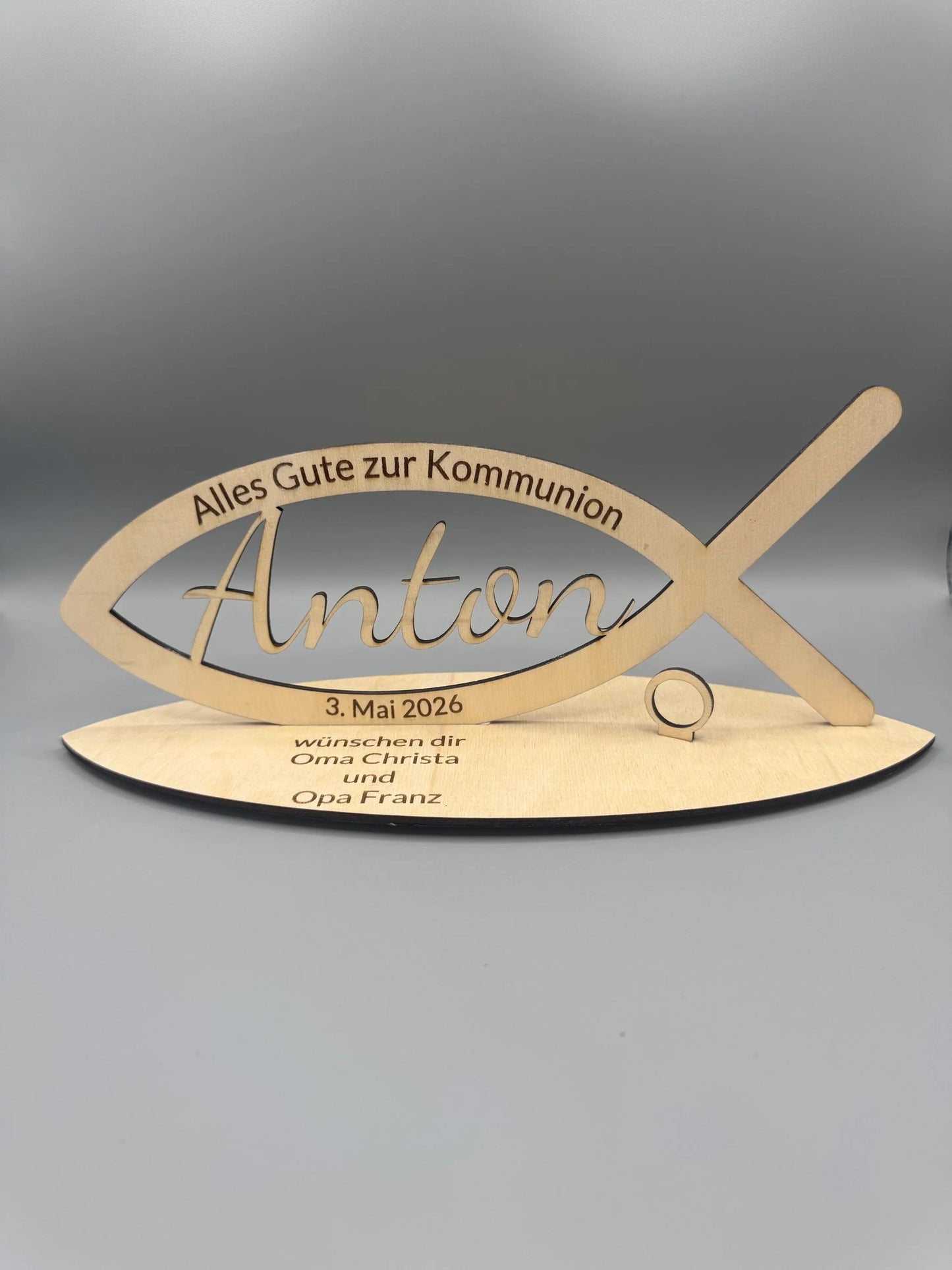 Fisch aus Holz Geschenk Taufe/Kommunion/Firmung/Konfirmation